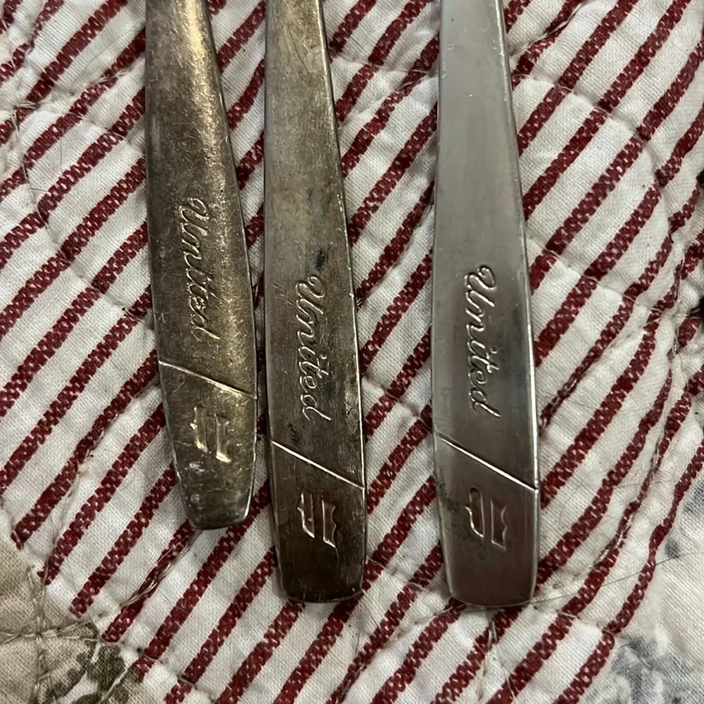 Vintage United Airlines first class Silver plated silverware forks knives spoons